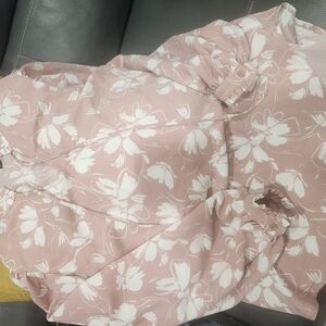 Floral Pink and White Blouse